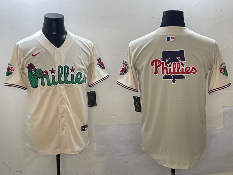 Men Philadelphia Phillies Blank Cream Three generations Joint Name Game 2025 Nike MLB Jersey style 4